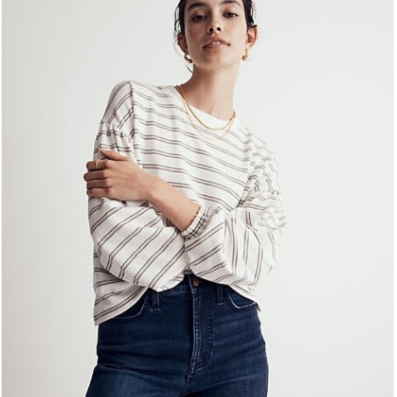 Striped White and Black Women's Top - Picture 7 of 8